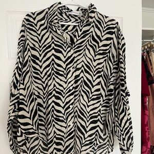 Faithfull the brand zebra print shirt blouse size black & white reformation top